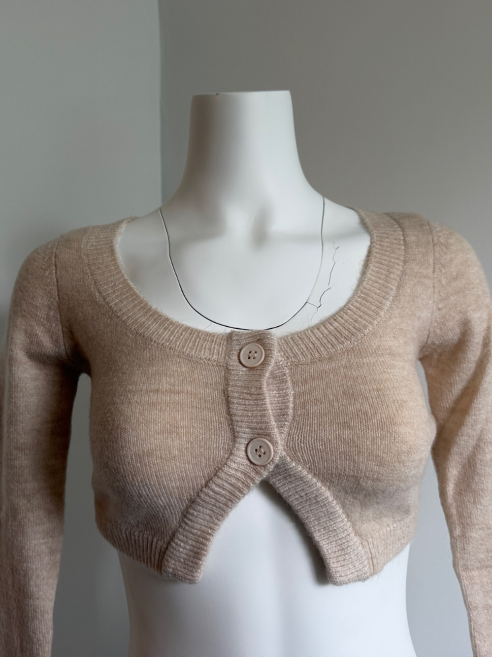 Glassons Beige Cropped Button-Front Cardigan